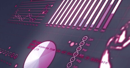 Image of financial data processing over grey background