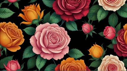 Abstract background with colorful roses.
