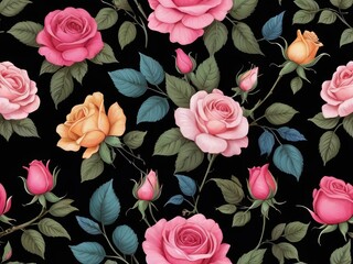 Abstract background with colorful roses 