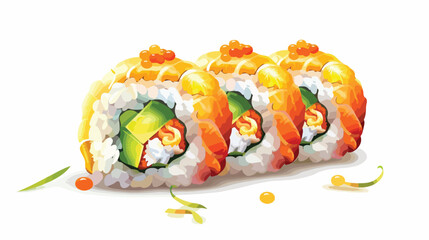 Tasty sushi roll on white background Vector style vector