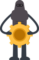 Robot Character Holding Gear
