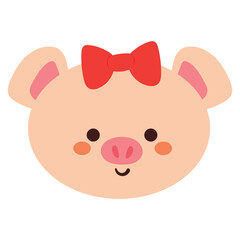 hand drawing cartoon pig. cute animal doodle
