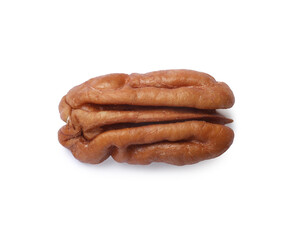 One tasty pecan nut isolated on white, top view