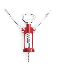 One wing corkscrew isolated on white, top view