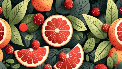 Watercolor citrus fruit pattern background design with repeated fruits . Concept Watercolor, Citrus Fruit, Pattern, Background Design, Repeated Fruits