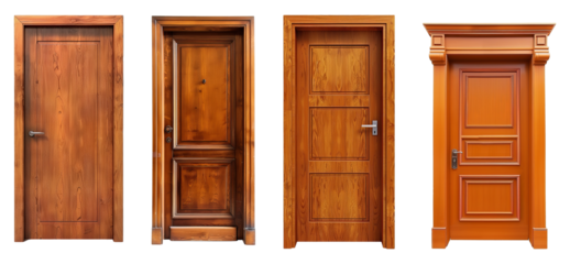 set of old wooden door isolated