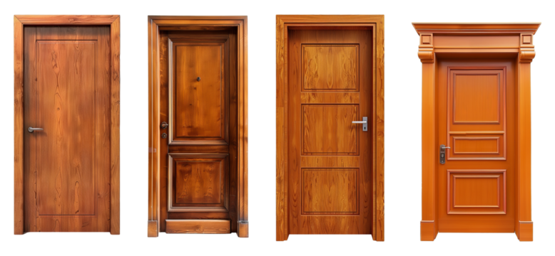 set of old wooden door isolated