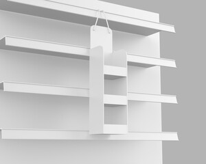 Hangsell Display Shelve Stand blank template, 3d illustration. 