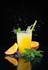 Orange ice drink with splash