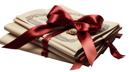 A stack of money bound by a luxurious red ribbon, representing abundance and celebration