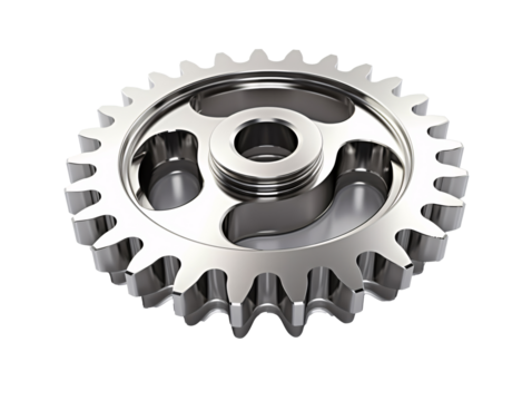 a silver gear with a nut
