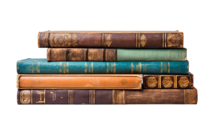 A stack of books balanced precariously on top of each other