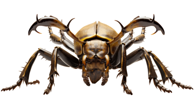 A large insect with massive wings and sharp claws on its back