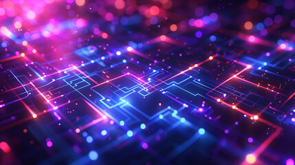 Futuristic technology abstract background with a glowing neon outline, tech background flat