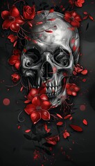 Gothic theme with skull and roses, tattoo elements, AI generated