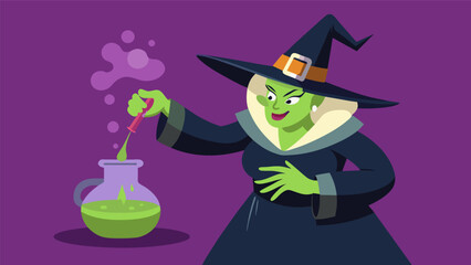 With a wicked grin the witch pours in a vial labeled Exaggerated Claims into her potion causing it to sizzle and release a noxious aroma of fear..