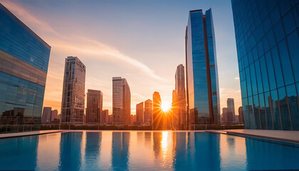 Obraz premium sunset over the city