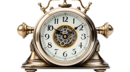 An antique clock with a white face and elegant gold hands exudes sophistication and timeless charm