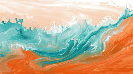 Harmonious blend of vibrant tangerine and cool turquoise waves, signifying energy and advancement.
