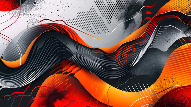  Wave shape pattern colorful music digital lines Black background with orange and white flow,Twisted Shapes in Black Tomato,a black and orange abstract background with wavy lines