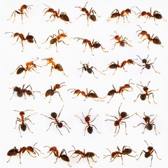 ant brown, insect, set, isolated, vector