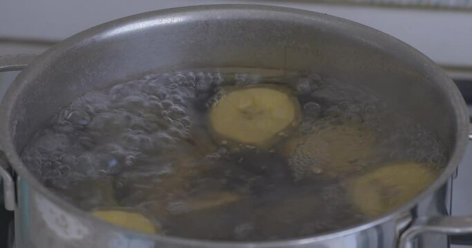 Boiling plantain banana fast forward, part 2