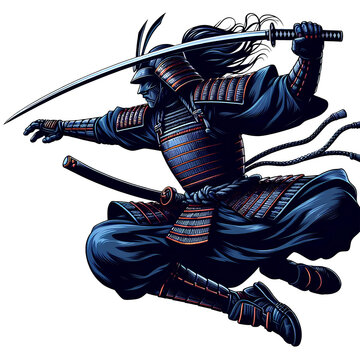 samurai with sword ready to attact
