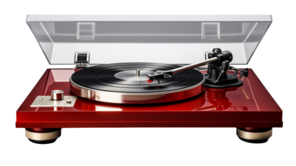 A turntable with a record player spinning a vinyl disc