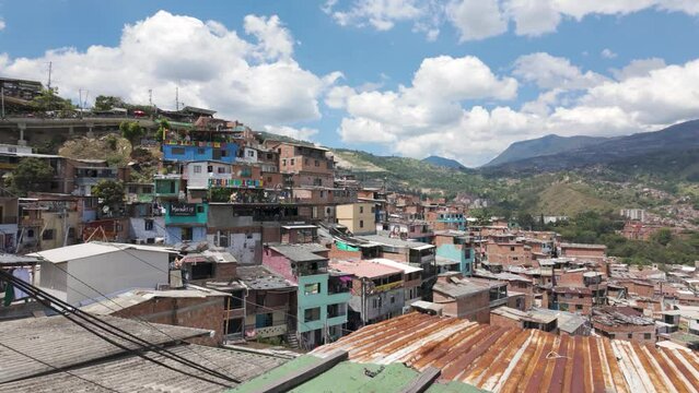 Vibrant Comuna 13, Medellín, Colombia, with its iconic urban art.