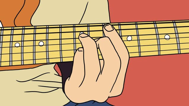 animation of playing guitar chord