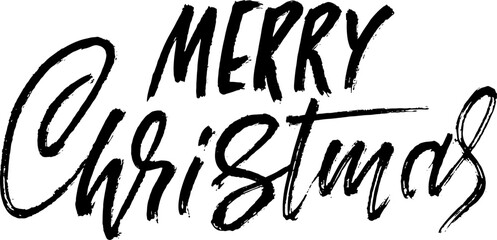 Merry Christmas Hand Drawn Modern Dry Brush Lettering.