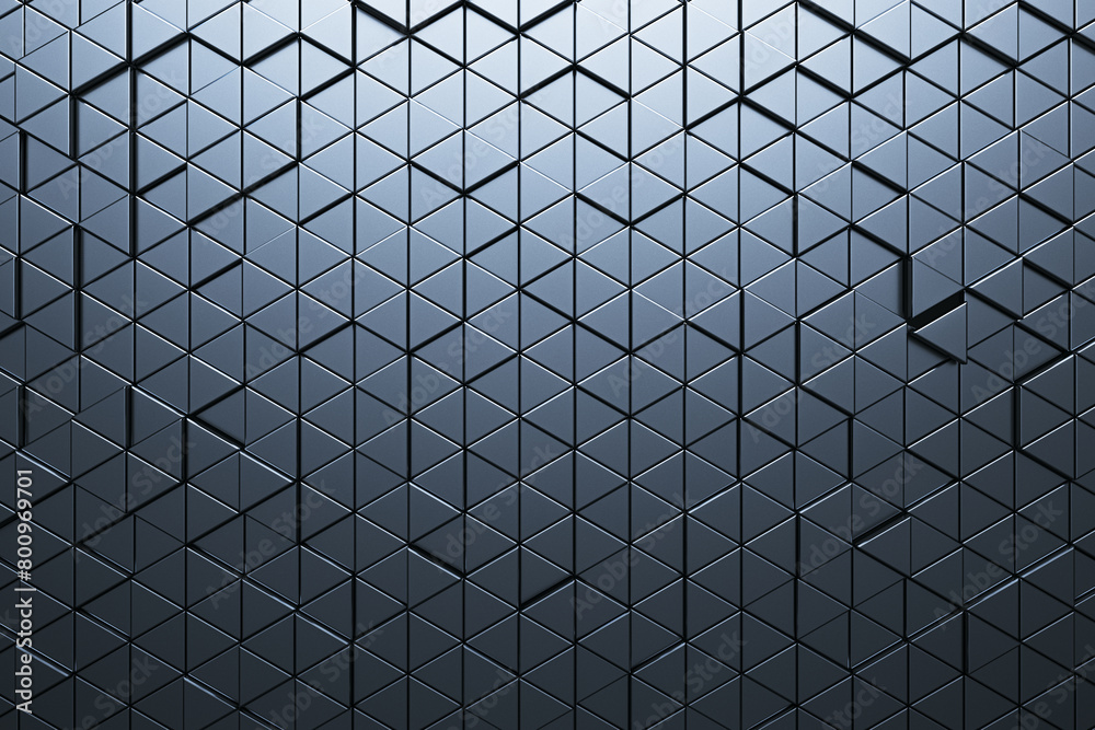 Poster Creative metal triangular background. Landing page concept. 3D Rendering.