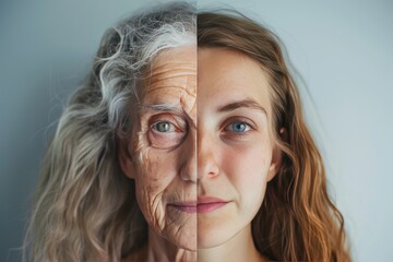 Aging resistance, skin, aging, aging psychological health, aging representation, grow old, care, process, young to old generation, aging realities, mature, blonde, skin tightening consultation age