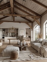 Fototapeta premium Virtual 3D model of a traditional cottage updated with modern interiors