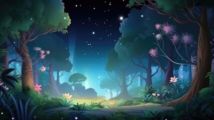 magical forest, Forest Scene Illustration