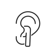 Earpiece in the ear, linear icon. Line with editable stroke