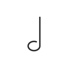 Musical note, linear icon. Line with editable stroke
