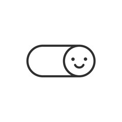 Switch of happy emoji, linear icon. Line with editable stroke