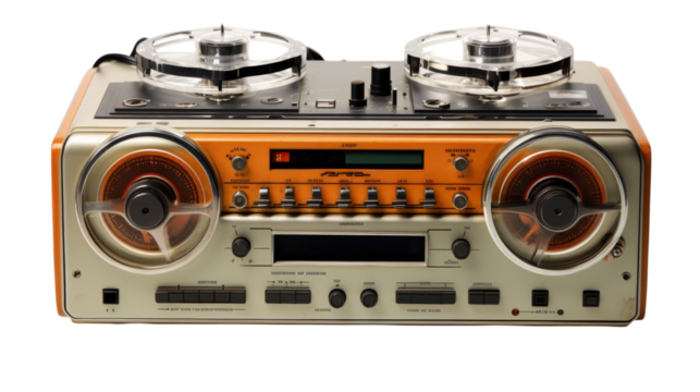 An old fashioned radio with two speakers placed on top, emitting a vintage vibe