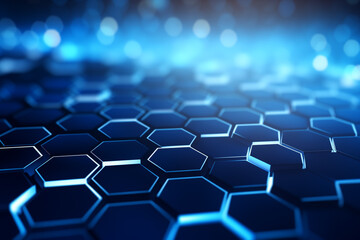 Obraz premium Abstract technology digital hexagonal electronic network data innovation concept background.