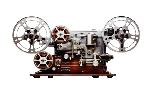 Close-up of intricate machine against stark white background