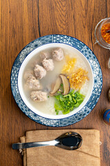 Rice porridge with pork and century egg