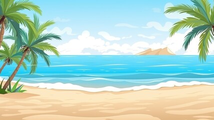 Fototapeta premium Tropical Beach Paradise with Palm Trees and Clear Skies