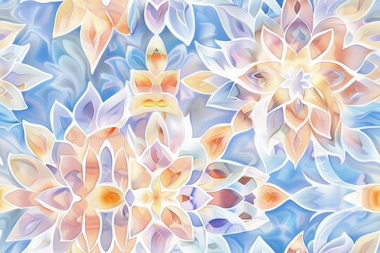 Pastel and White Khram Seamless Pattern in Gouache

