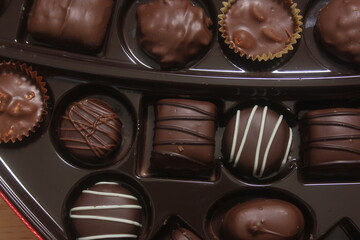 Box of Assorted Chocolate Candies For Gift Close up