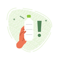 Vector flat illustration on the theme of energy. A hand holds a plastic bottle.
