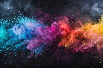 colored powder scattered on a black background
