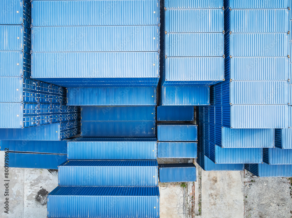 Aufkleber aerial view of stacked containers in port