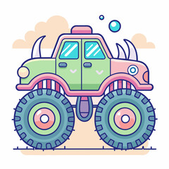 Minimalist doodle featuring a monster truck, Generative AI