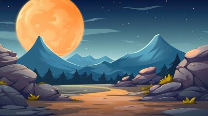 Obraz premium Enchanted Nighttime Mountain Retreat